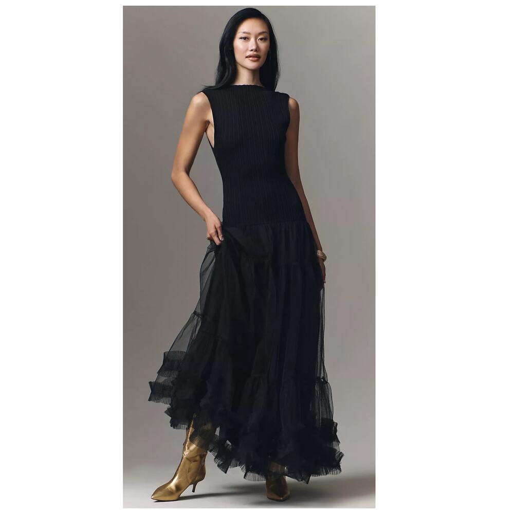 NEW En Saison Darcy Sleeveless Tulle Midi Dress Size Large
